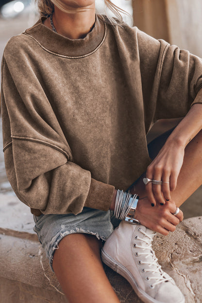 Green Drop Shoulder Crew Neck Pullover Sweatshirt