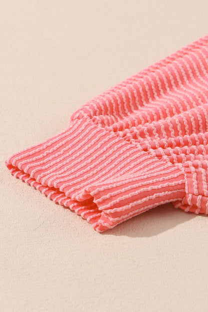 Pink Corded Flap Pocket Henley Top
