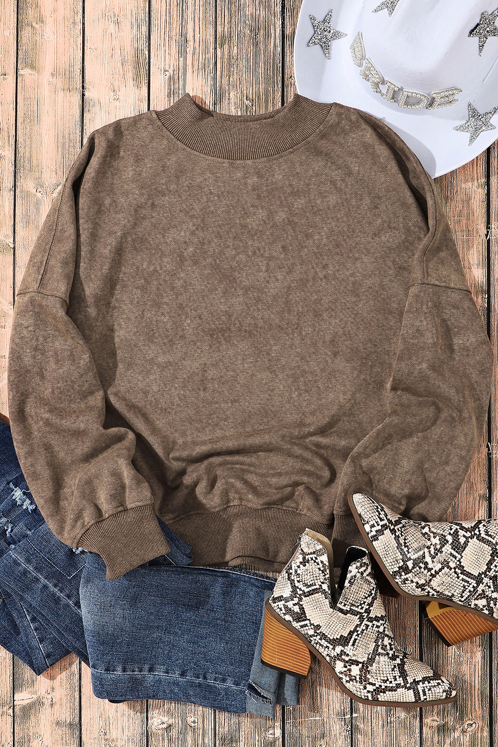 Green Drop Shoulder Crew Neck Pullover Sweatshirt