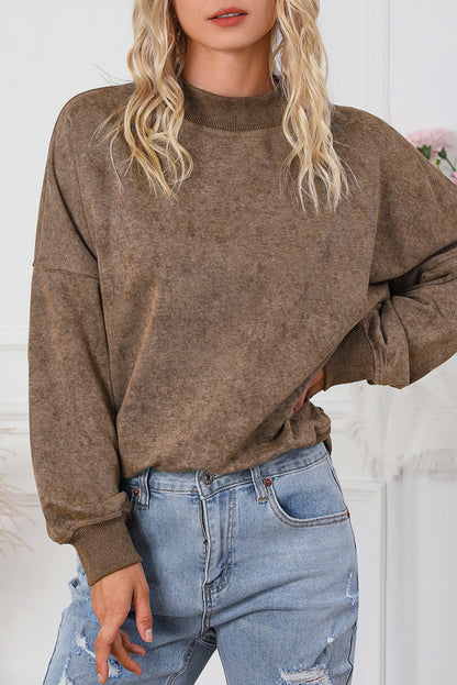 Green Drop Shoulder Crew Neck Pullover Sweatshirt