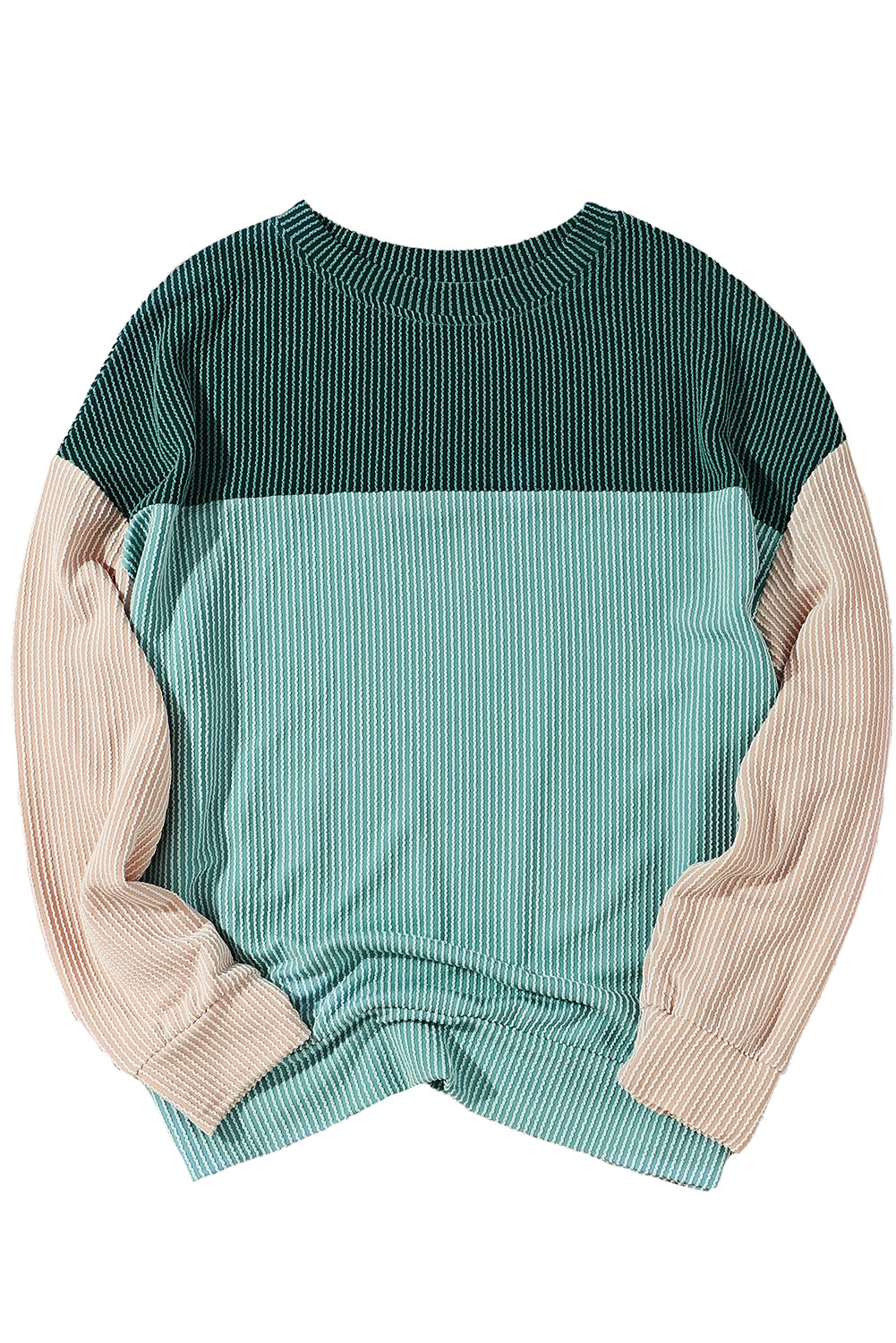 Mineral Red Plus Size Ribbed Colorblock Long Sleeve Top
