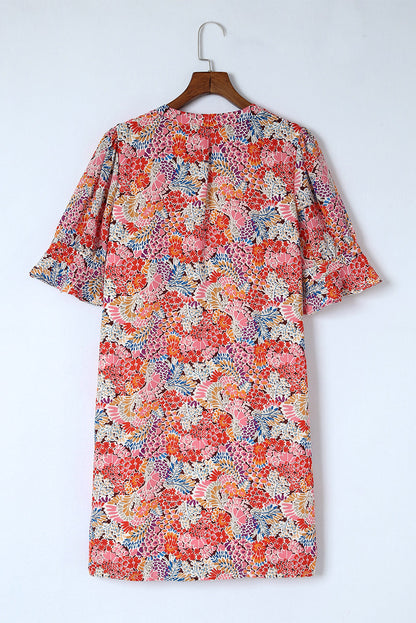 Black Ruffled Sleeve Shift Dress