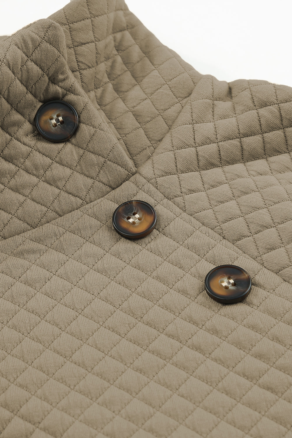 Black Solid Half Zipper Quilted Pullover Sweatshirt