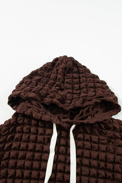 Green Bubble Textured Waffle Hoodie