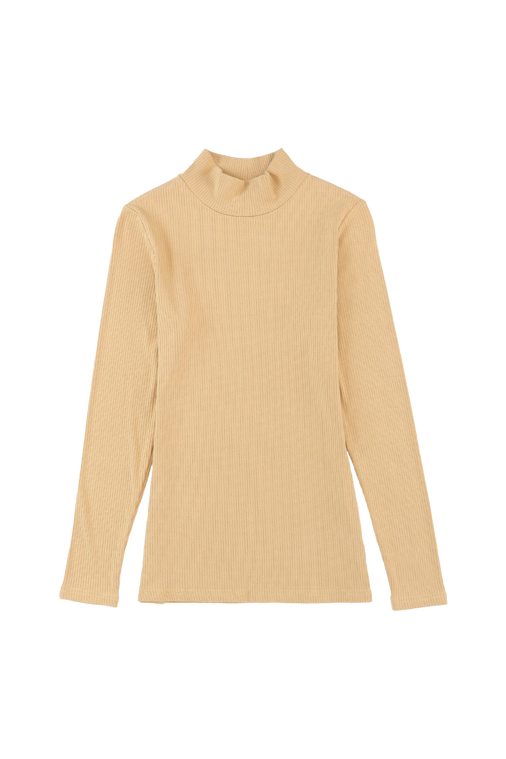 Black Ribbed Knit High Neck Long Sleeve Top