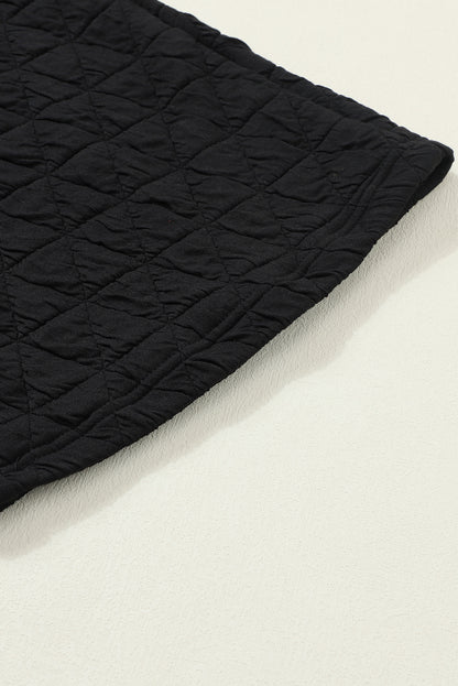 Coffee Solid Color Quilted Kangaroo Pocket Hoodie