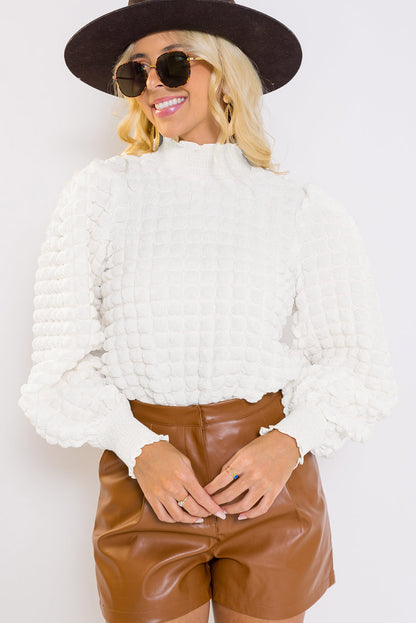 Green Bubble Textured Waffle Hoodie