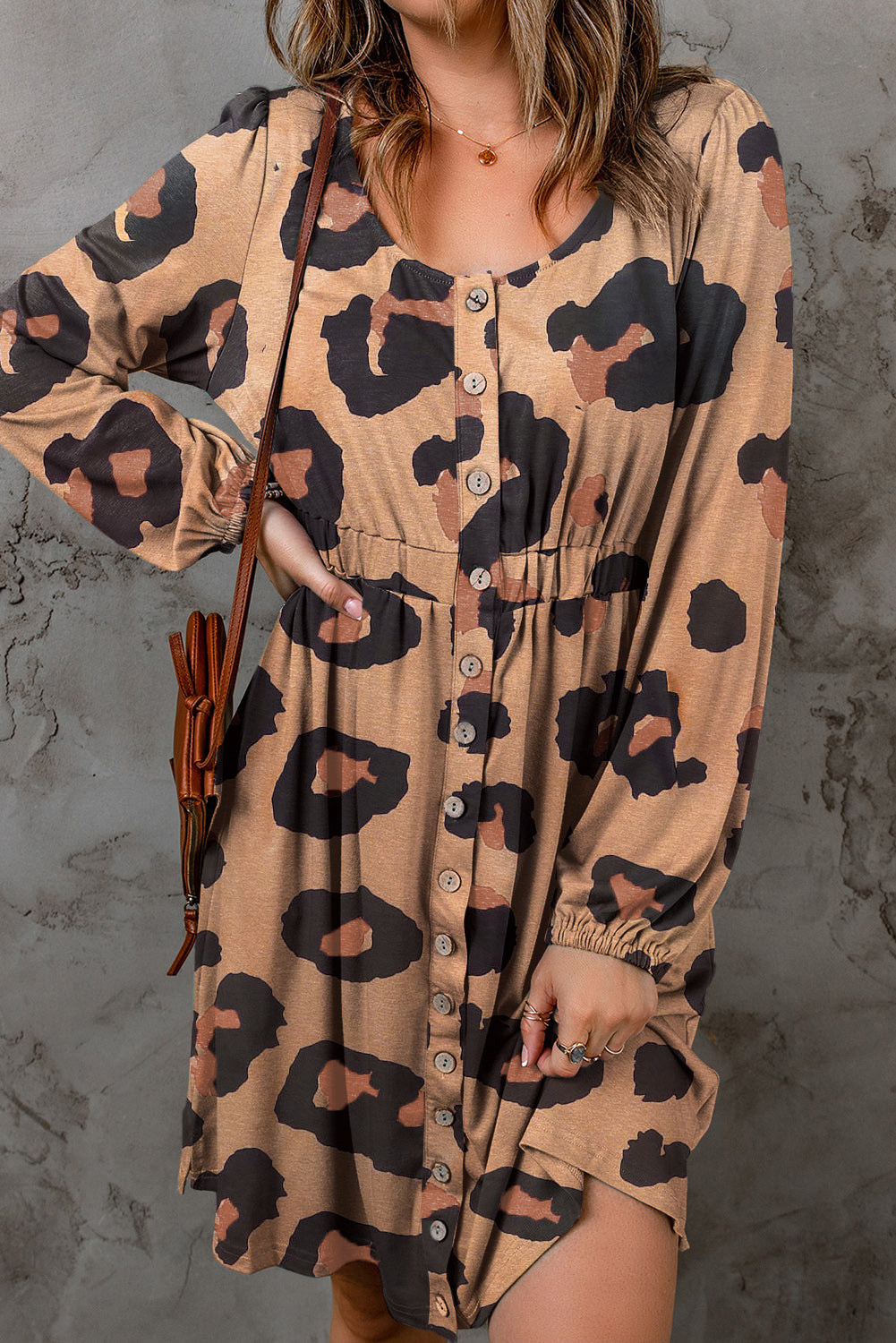 Leopard Print Long Sleeve Loose Top
