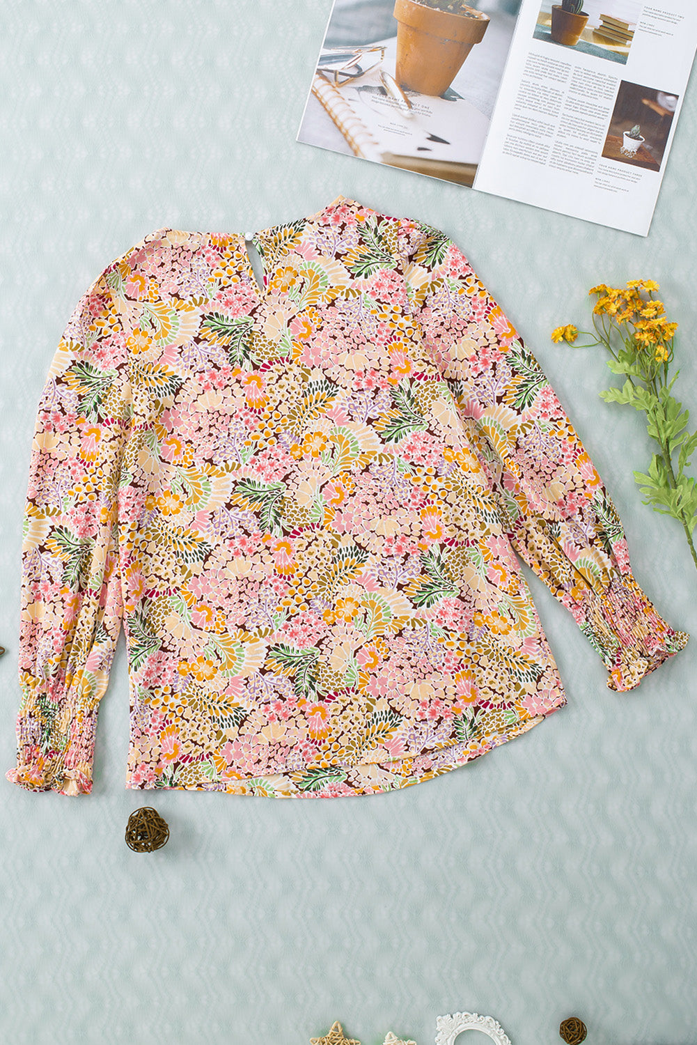 Multicolor Gorgeous Floral Print Tie V Neck Ruffle Dress
