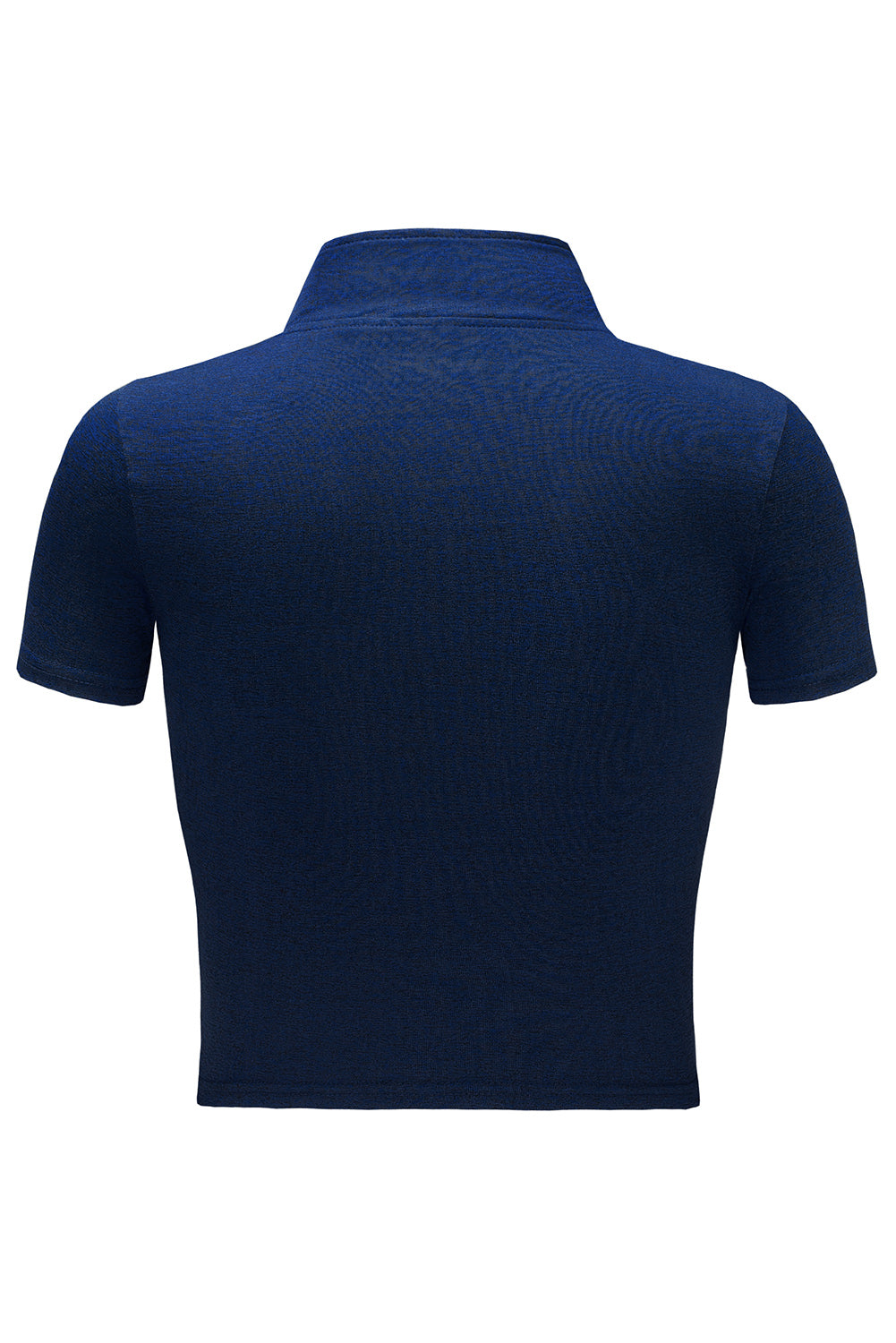 Blue Half Zipper Short Sleeve Active Crop Top