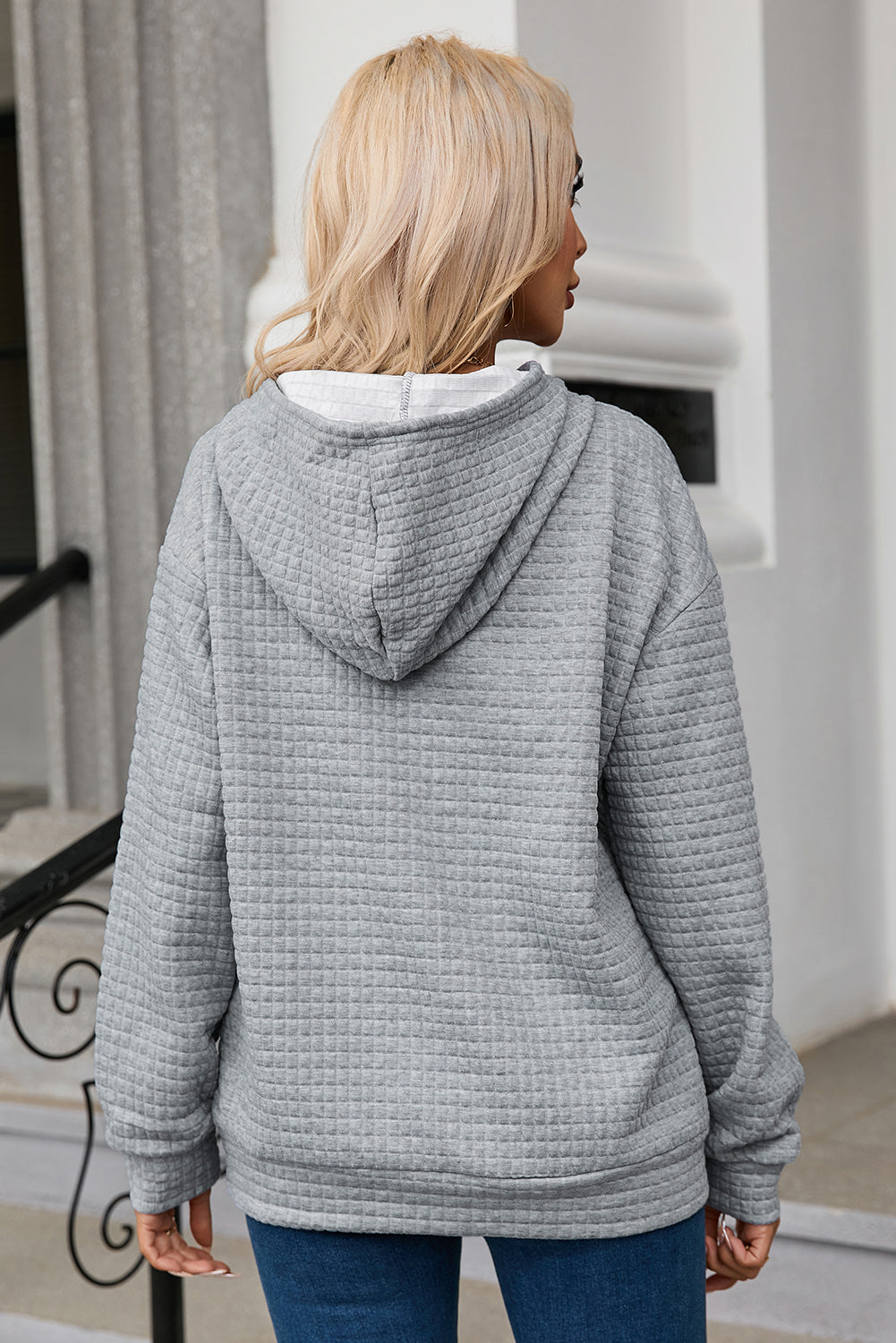 White MERRY AND BRIGHT Lattice Texture Hoodie
