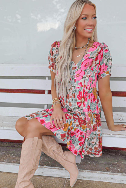 Oatmeal Boho Floral Smocked Waist Super Loose Pants