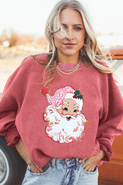 Strawberry Pink IN MY MERRY ERA Loose Fit Corded Sweatshirt