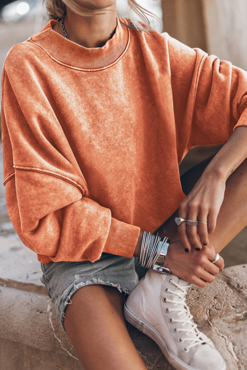 Green Drop Shoulder Crew Neck Pullover Sweatshirt
