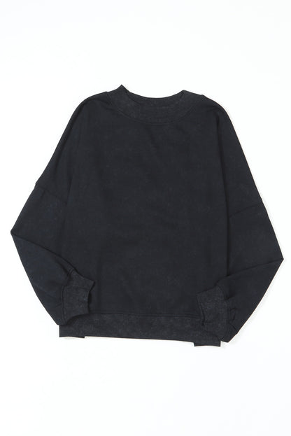 Green Drop Shoulder Crew Neck Pullover Sweatshirt