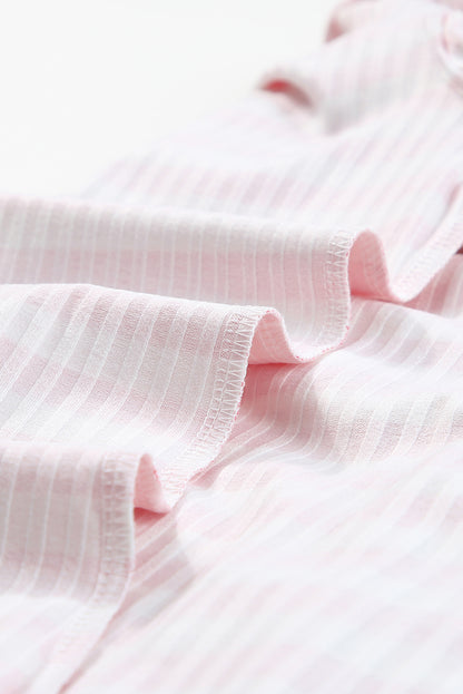 Black Striped Print Textured Knit Long Sleeve Tee