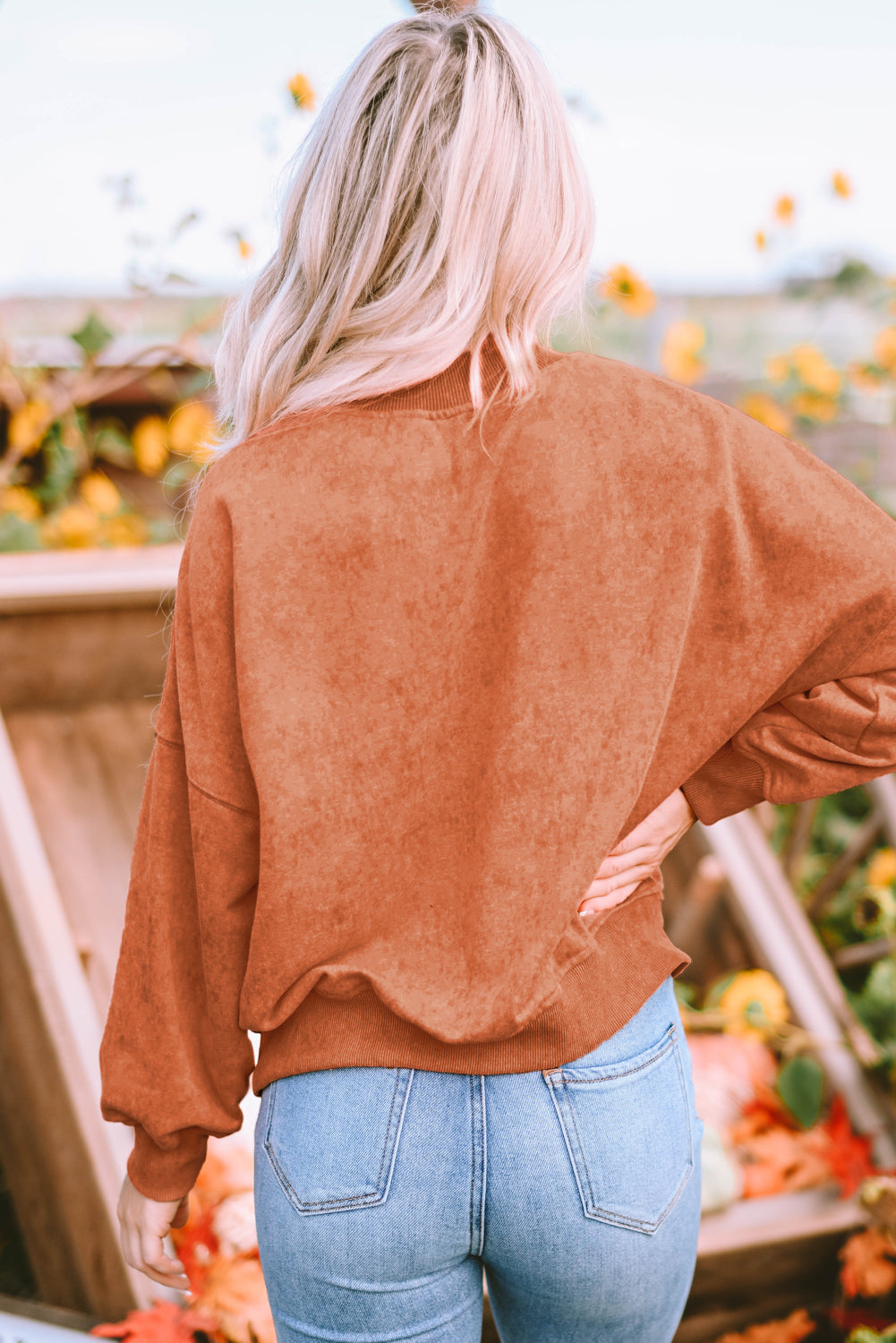 Green Drop Shoulder Crew Neck Pullover Sweatshirt