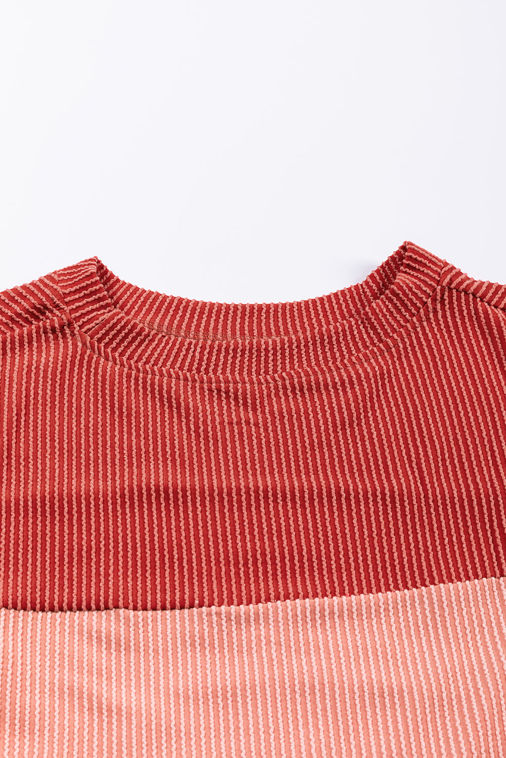 Mineral Red Plus Size Ribbed Colorblock Long Sleeve Top