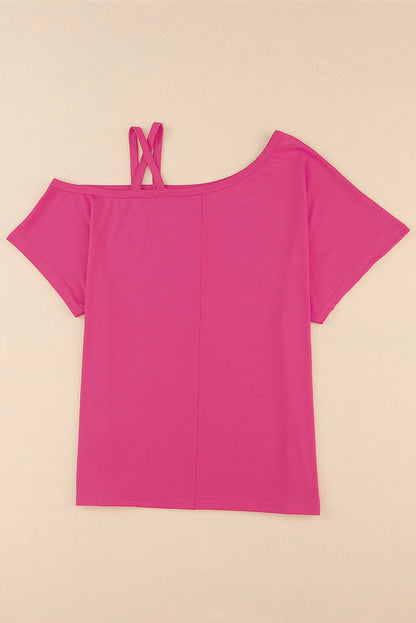 Black One Shoulder Long Sleeve Shift Blouse