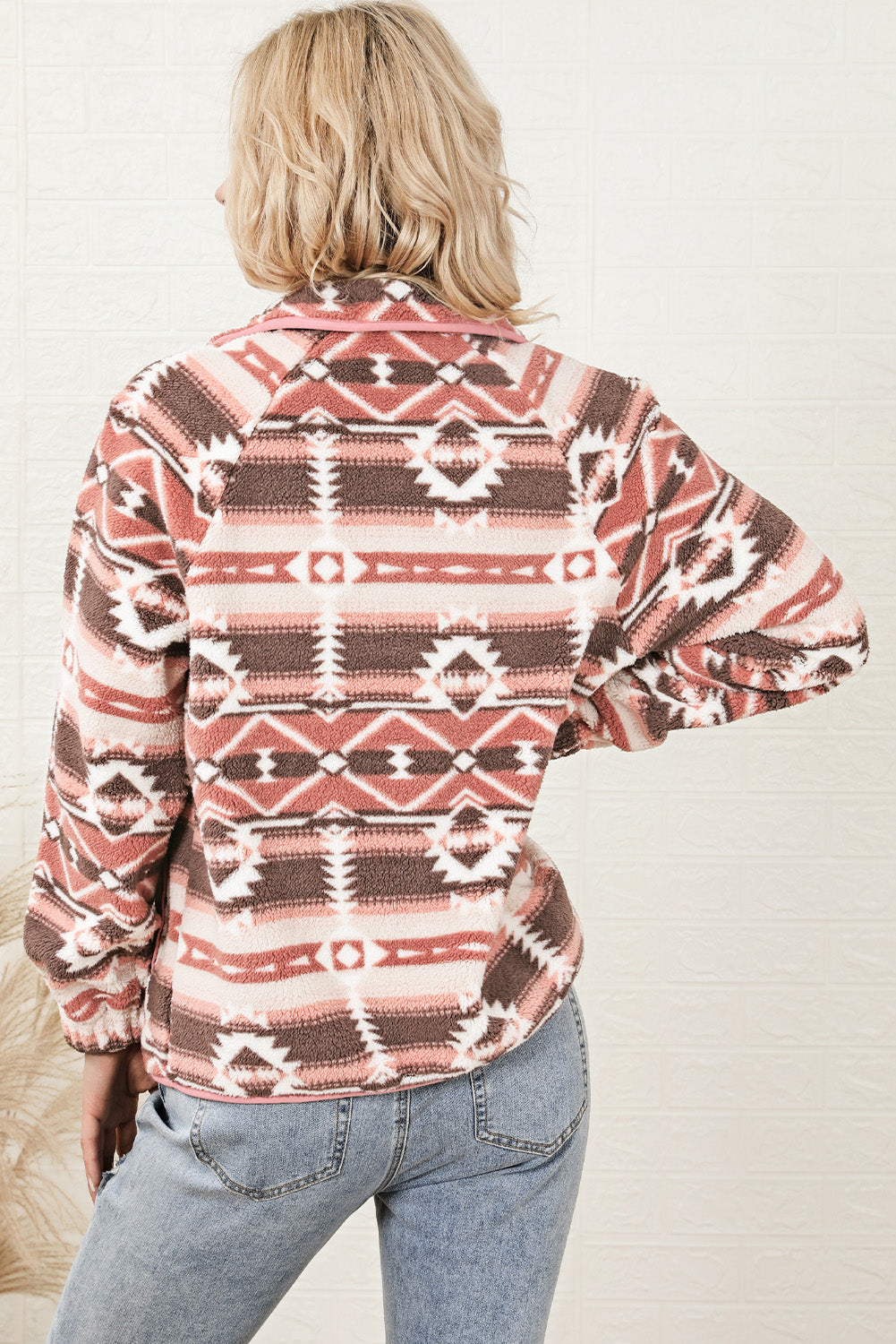 Black Western Colorblock Snap Buttoned Sherpa Jacket