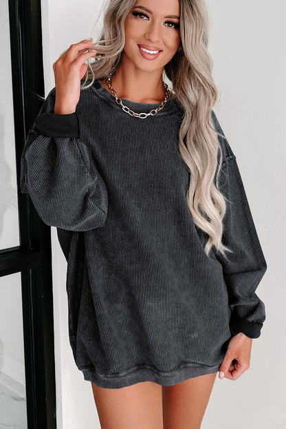 Black Christmas Neon Nutcrackers Mineral Wash Corded Sweatshirt