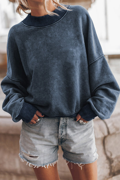 Green Drop Shoulder Crew Neck Pullover Sweatshirt