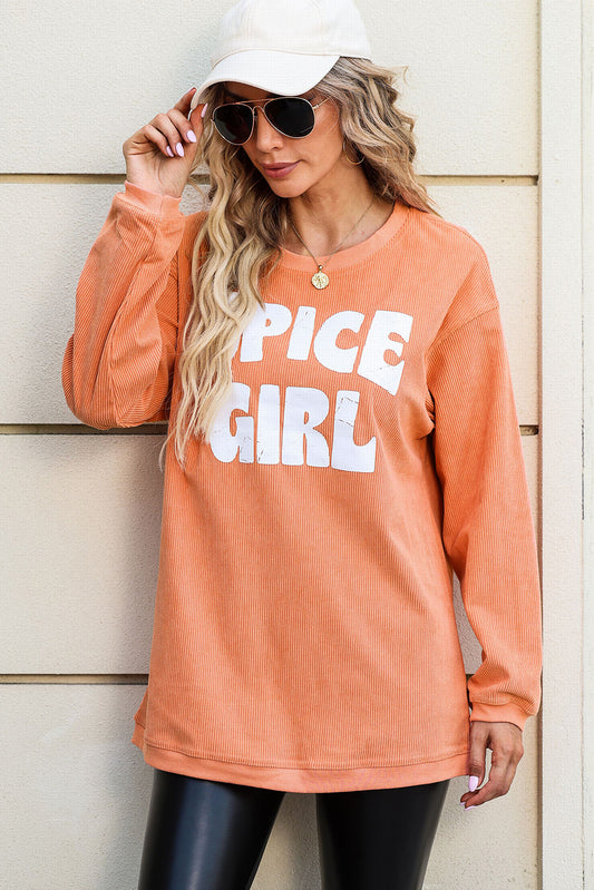Strawberry Pink IN MY MERRY ERA Loose Fit Corded Sweatshirt