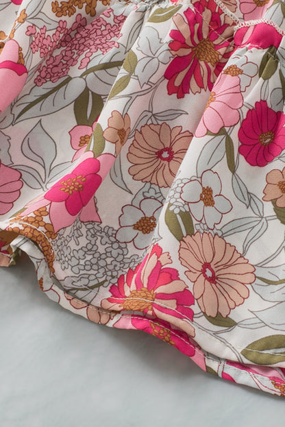 Oatmeal Boho Floral Smocked Waist Super Loose Pants