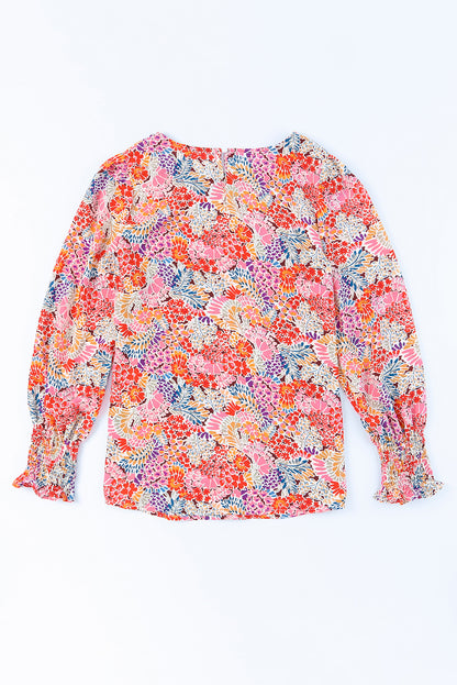 Multicolor Gorgeous Floral Print Tie V Neck Ruffle Dress