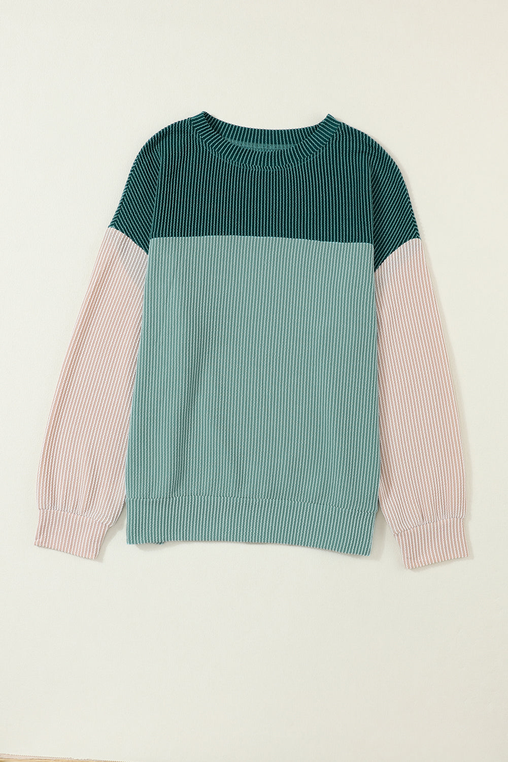 Mineral Red Plus Size Ribbed Colorblock Long Sleeve Top