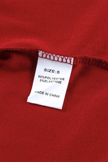 Red Sequined Christmas Favor Sleeve Casual Pullover
