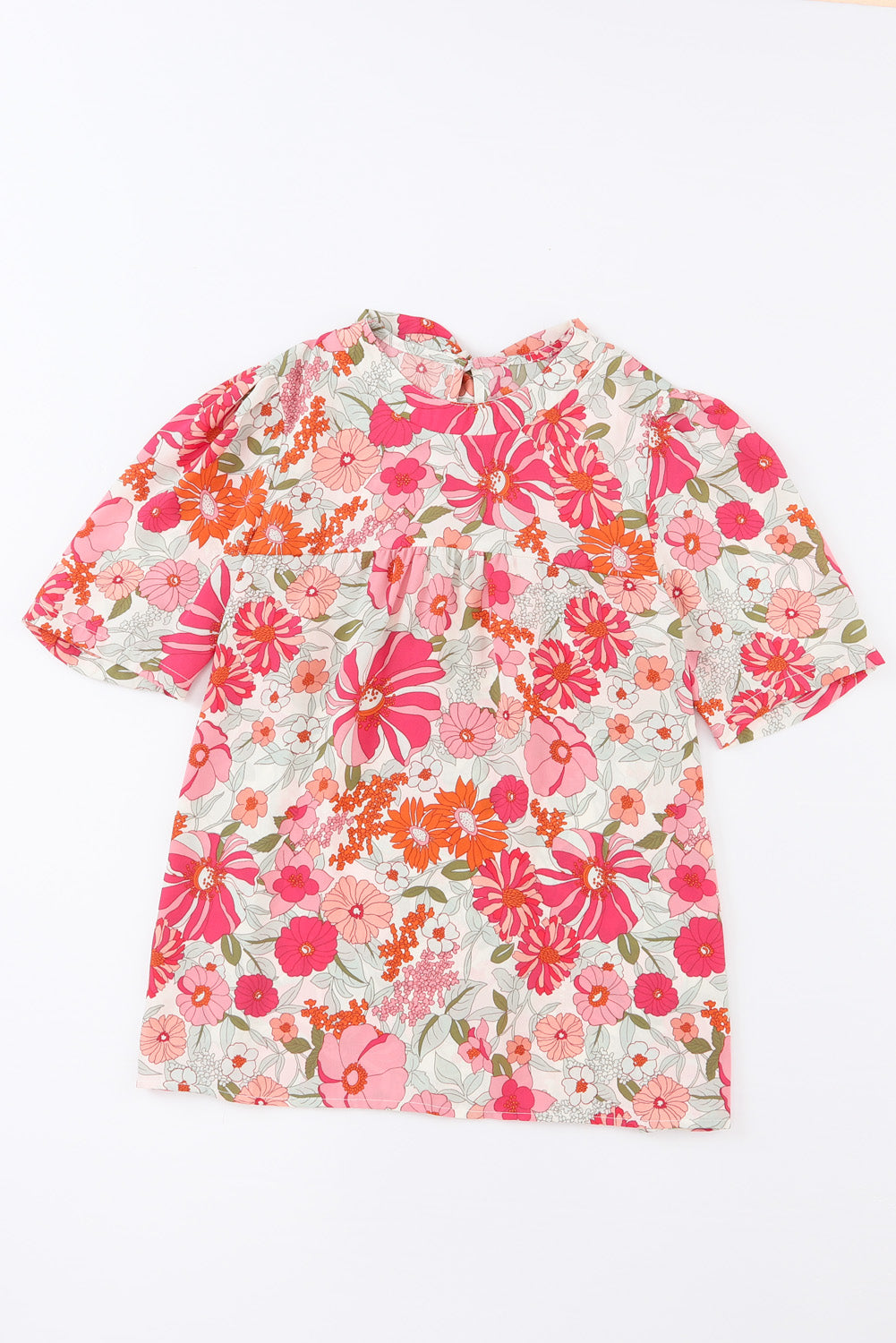 Oatmeal Boho Floral Smocked Waist Super Loose Pants