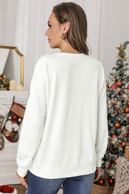 Pink MERRY Alphabet Print Loose Fit Christmas Sweatshirt