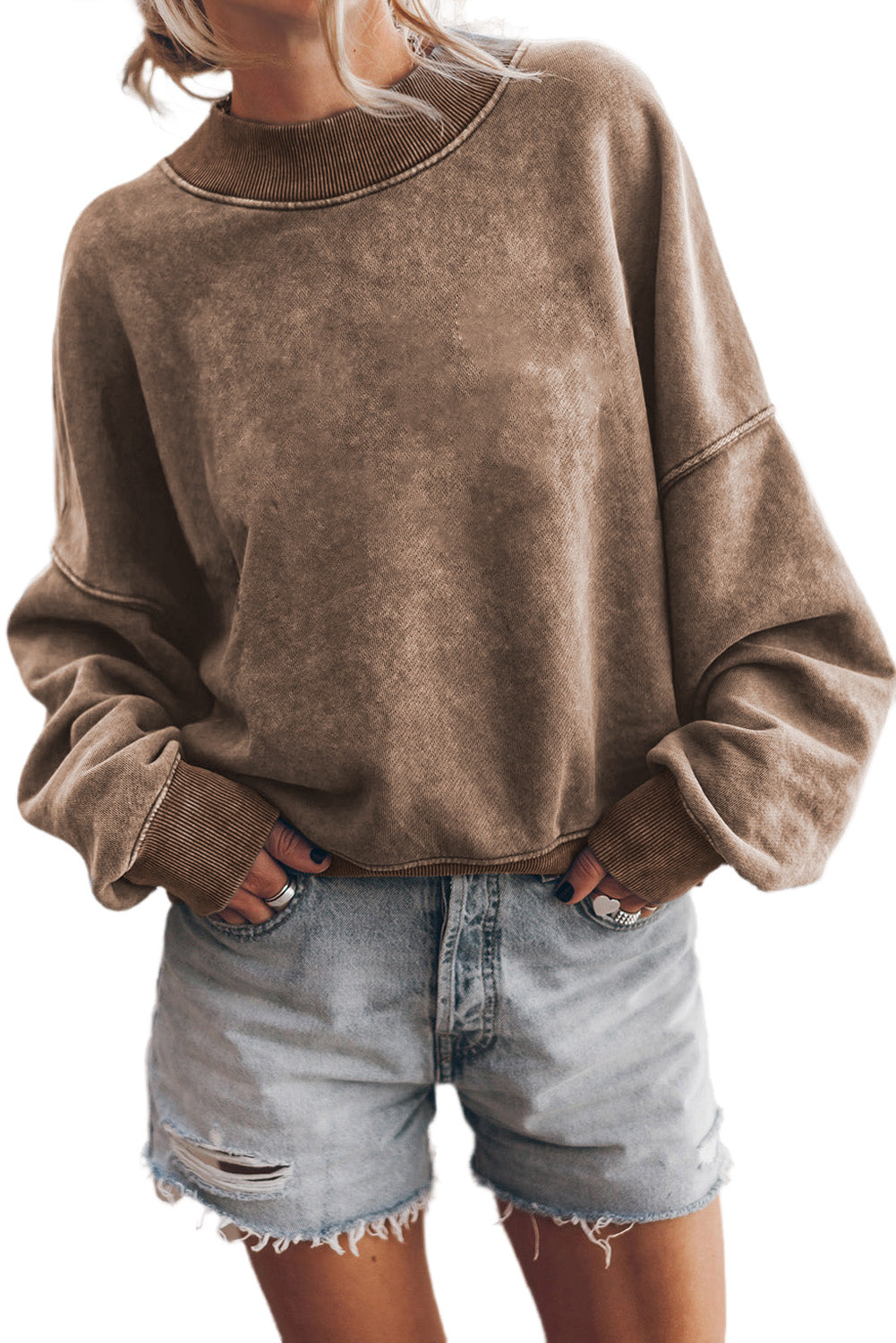 Green Drop Shoulder Crew Neck Pullover Sweatshirt