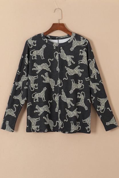Red Sequined Christmas Favor Sleeve Casual Pullover