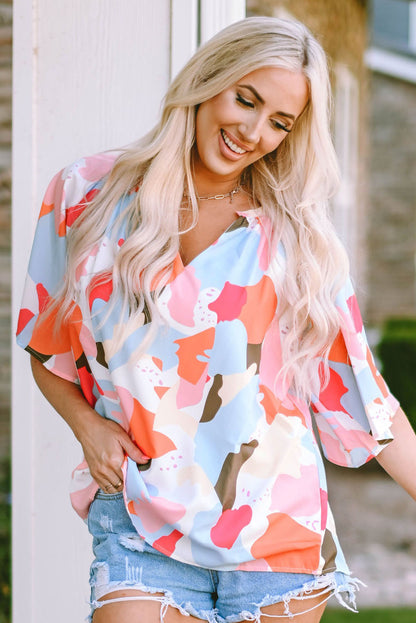 Multicolor Color Palette Print Flowy Wide Leg Pants
