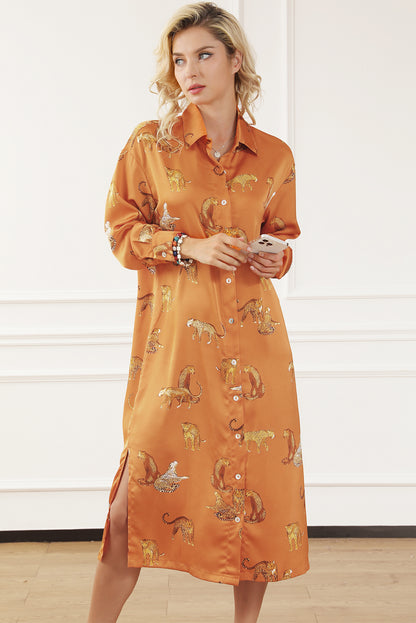 Lively Tiger Print Casual Sweatshirt