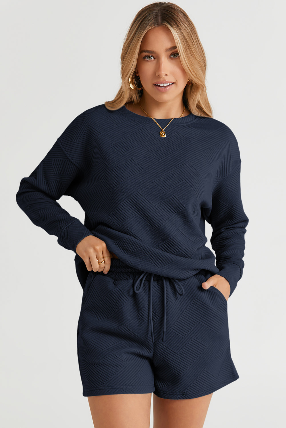 Black Ultra Loose Textured 2pcs Slouchy Outfit