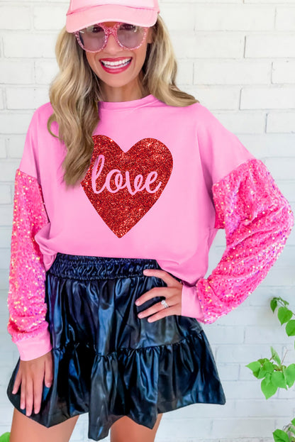 Pink Plus Size Sequin Sleeves Nutcracker Graphic Sweatshirt