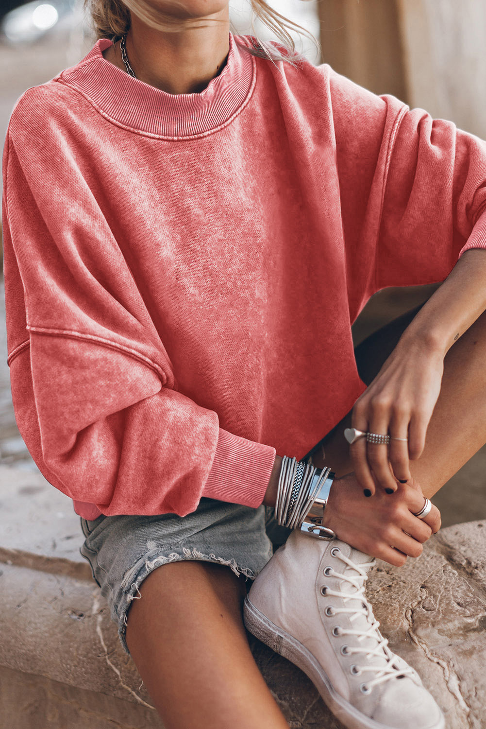 Green Drop Shoulder Crew Neck Pullover Sweatshirt
