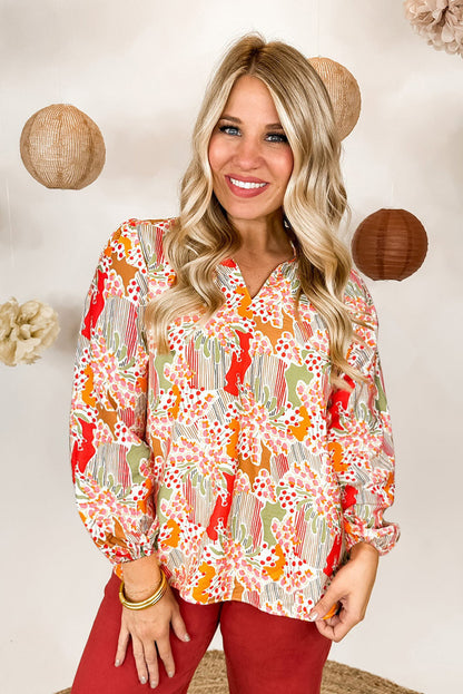Multicolour Plus Size Mix Floral Puff Sleeve Ruffled Dress