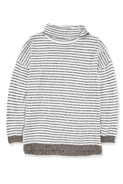 Black Striped Turtleneck Loose Sweater