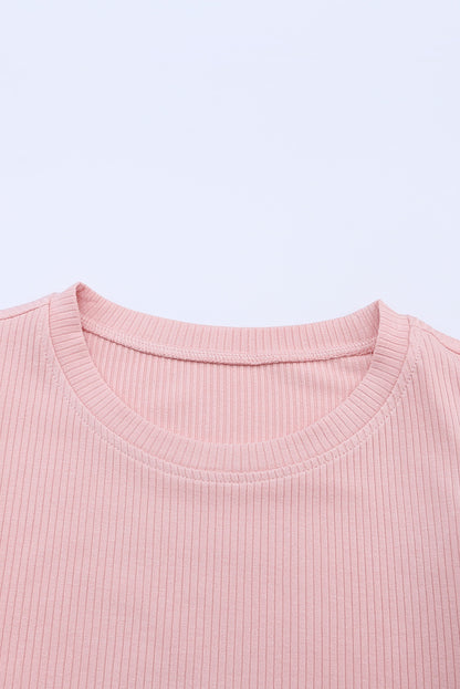 Black Dotty Mesh Ruffle Sleeve Ribbed Knit Top