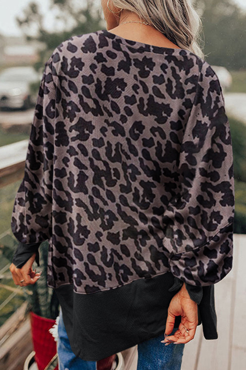 Black Merry Christmas Leopard Trees Graphic Sweatshirt
