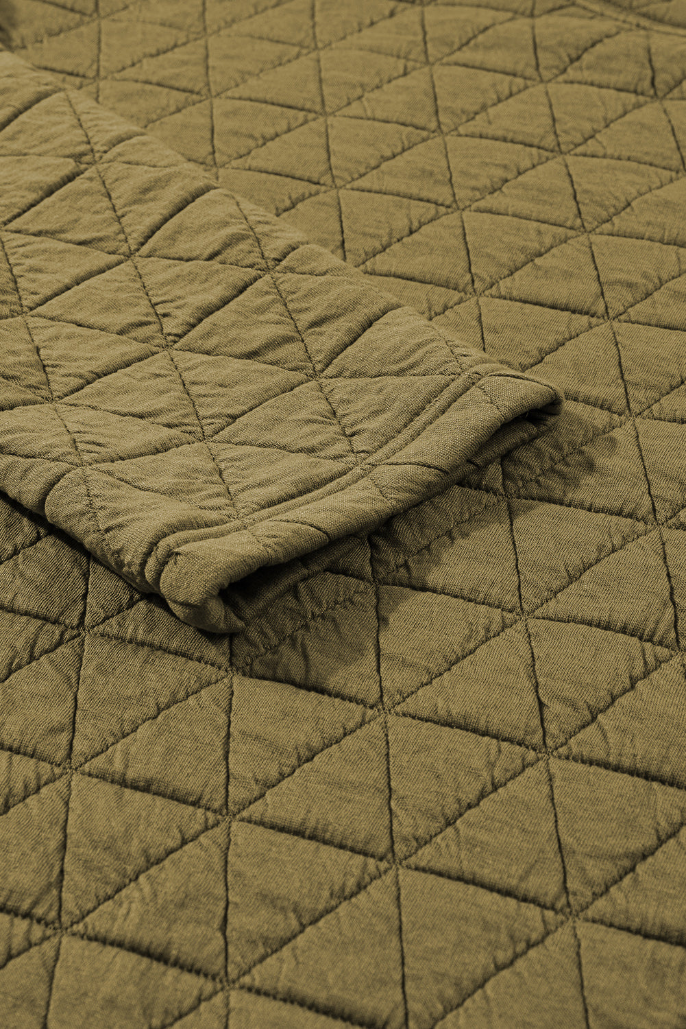 Coffee Solid Color Quilted Kangaroo Pocket Hoodie