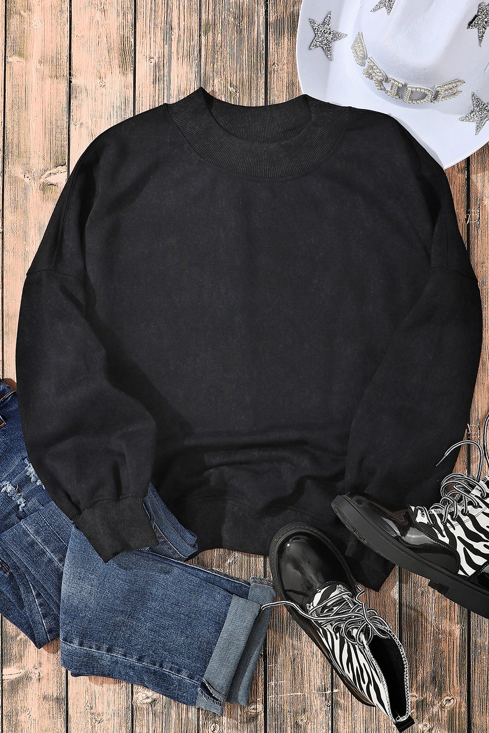 Green Drop Shoulder Crew Neck Pullover Sweatshirt