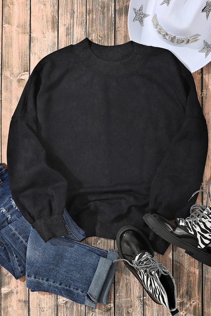 Green Drop Shoulder Crew Neck Pullover Sweatshirt