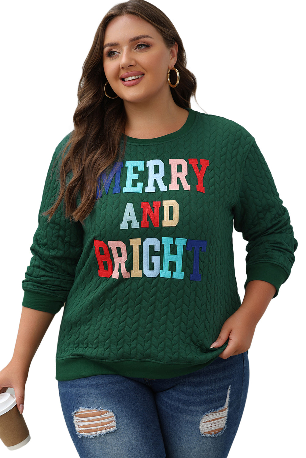Black Merry And Bright Cable Knit Pullover Sweatshirt