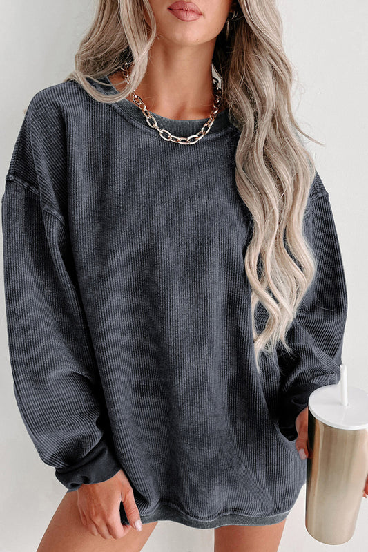 Black Christmas Neon Nutcrackers Mineral Wash Corded Sweatshirt