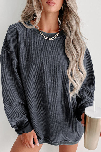 Black Christmas Neon Nutcrackers Mineral Wash Corded Sweatshirt
